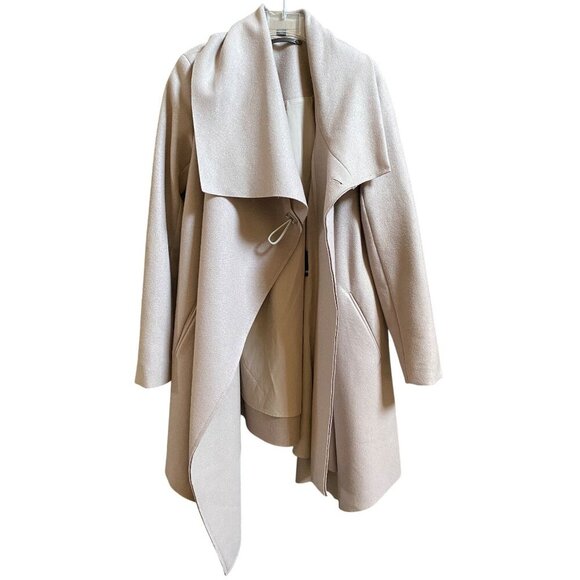 AllSaints City Monument Coat Italian Wool Draped Asymmetric US 2 Blush Beige - Picture 2 of 16
